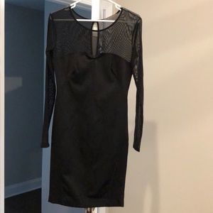 Zara Basic sheer long sleeve black dress